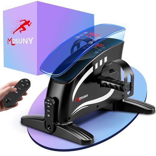 MOSUNY Pedaltrainer, 2025 Verbesserter Pedaltrainer für Zuhause Elektrisch mit großem LCD-Display, Arm- und Beintrainer mit Fernbedienung & Antirutschmatte, Mini Heimtrainer Senioren, Fitnessgeräte
