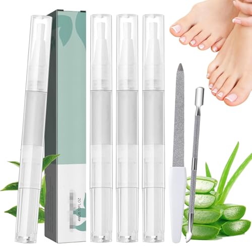 4 Stück Nail Care Pen, Das Original mit Nagelfeile, Nagelöl Stift, Nail Care Pen Nagel Pilz, Enthält natürliche Inhaltsstoffe Wie Süßmandelöl, Jojobasamenöl, Kokosöl, Olivenöl