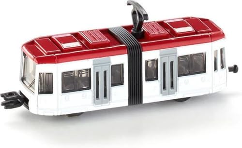 siku 1011, Straßenbahn, Metall/Kunststoff, Weiß/Rot, Standard-siku-Eisenbahnkupplungen zum Verbinden mit anderen Zügen