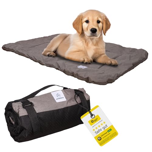 Wanderpfote Hundedecke für Unterwegs, 75 x 50cm – Waschbar, Orthopädisch, Wasserdicht – Hochwertiges Design – Hundedecke Outdoor, Hundematte Auto (Braun, Größe M)