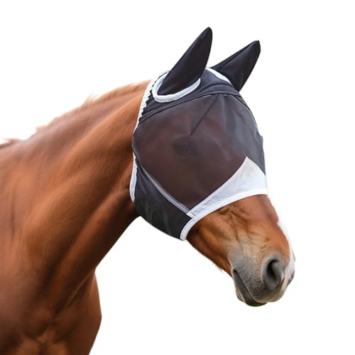 Fliegenmaske Pferd UV Schutz Fliegenhaube Pferd Fliegenmaske Comfort Breathability Fliegenohren Horse Fly Mask für Horse Fliegenhaube
