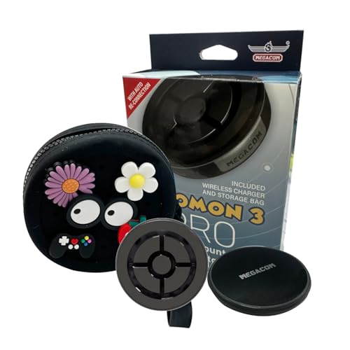 MEGACOM DuoMon 3 Pro-Version – Kabelloses Laden, Automatisches Drehen/Automatisches Fangen/Dual-Accounts, Bluetooth-Gerät für Unterwegs, 20 m Reichweite, Kompatibel mit iOS 14+/Android 8+ (2 GB RAM)