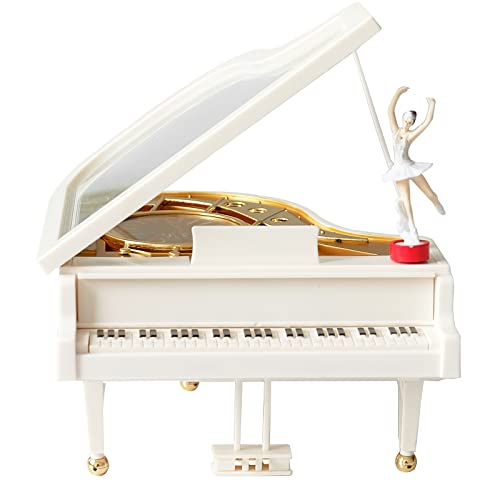 Fayemint White Piano Spieluhr, Dekoration Piano Spieluhr, Kreative Klavier Spieluhr, mit Tänzerin, für Dekoration von Büro, Geburtstag, Feiertagsgeschenk