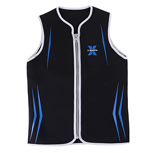 Neoprenanzug Men's Neoprene Wetsuit Vest 3mm Zipper, 3 mm Schwarz ärmellos, Diving Suit für Herren Damen Tauchen Surfen Schwimmen Segeln Sauna-Workout, Schwarz+Blau, XXL
