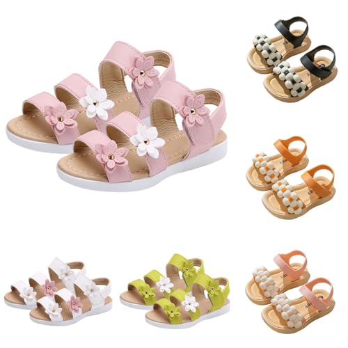 Kinder Sandalen Mädchen Sommer Mädchenschuhe Mit Klettverschluss Leder Sandaletten Blumen Lässig Flache Prinzessinnen Schuhe Sommerschuhe Leicht Trekkingsandalen Wassersandalen Strandschuhe 21-36