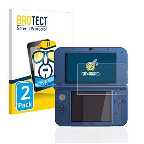 BROTECT (2 Stück Schutzfolie für Nintendo New 3DS XL Displayschutz Folie Ultra-Klar