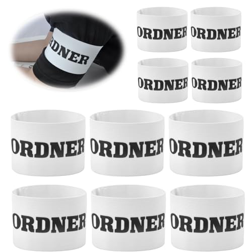 WOKICOR 10 Stück Armbinde Ordner Ordnerbinde Ordnerarmbinde Weiss Verstellbare ordnerbinden armbinden Set Binde Armband Trainingsausrüstung und Spiel Zubehör -weiß