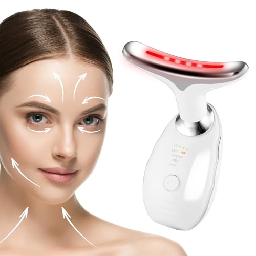ACWOO Gesichtsmassagegerät, Gegen Falten Doppelkinn Entferner, 3-in-1 Nacken-und Gesichtsmassagegerät, EMS Gesichtsmassage mit 3 Modi, 45±5°CV, für Hautstraffung & Lifting, Verbesserung, Straffung