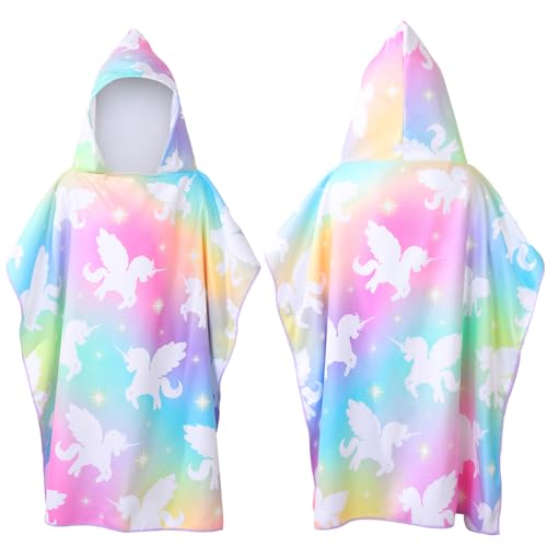 dusaniyali Badeponcho Kinder, Handtuch Mit Kapuze Einhorn kleines, Badehandtuch Kinder Badeponcho 75 * 150cm, Badetuch Kinder für Strand Handtuch Poncho Kinder Schwimmbad Mädchen