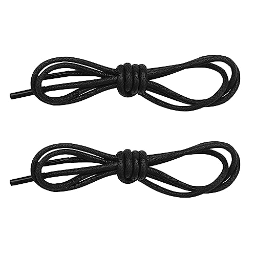 2 Paar Business Schnürsenkel, ø 2,5 mm Rund Gewachst Schnürsenkel Schwarz, Senkel 80 cm, Wasserabweisend und Sehr Reißfest, für Lederschuhe, Herenschuhe, Anzugschuhe, Halbschuhe
