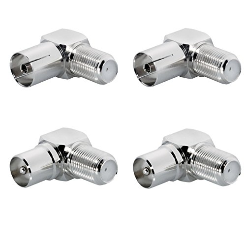 Winkel Adapter 2 x Stecker und 2 x Kupplung F Buchse Koax Antenne 9,5 mm Sat IEC