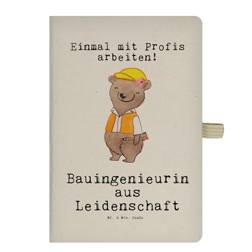 Mr. & Mrs. Panda DIN A5 Baumwoll Notizbuch Bauingenieurin Leidenschaft - Geschenk, Baustelle, Journal, Ingeniuerin, Statikerin, Notizen, Tagebuch,