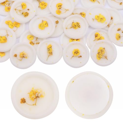 Aiviman Selbstklebende Wachssiegel-Aufkleber, trockene Blumen, Babybreath, Umschlag, Siegelaufkleber, perfekt für Geschenkverpackungen, Hochzeitseinladungen, Brautpartys, Geburtstage, Gelb, 25 Stück