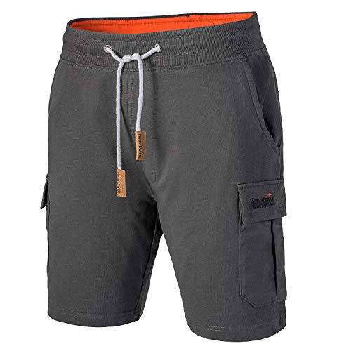 Mount Swiss Cargo Shorts Herren I Bermuda Shorts für Herren mit 6 Taschen & Klett- BZW. Reiß-Verschluss I Freizeit Cargo Hose Herren Übergröße I Größe 5XL, Anthrazit