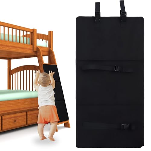 WIYETY 78 * 38 * 1.5cm Etagenbett-Leiter-Abdeckung: Faltbares Etagenbett-Leiter Polster mit Verstellbaren, Schnallen Hochbett Leiter Schutz Verstellbar Mit Sicheren Schnallen (Schwarz)