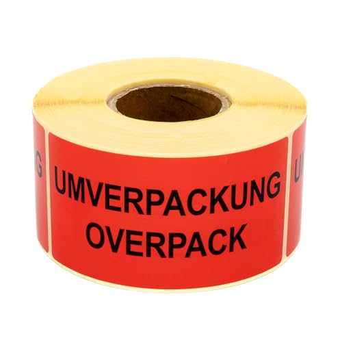 MD Labels Warnetiketten auf rolle 100x50mm Umverpackung/Overpack 500 Stück -Versandaufkleber - Versandhinweis Haftetiketten