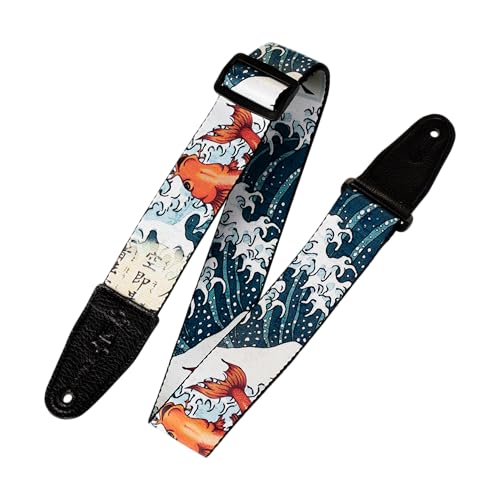 Levy's MPD2-016 Gitarrengurte Prints Poly with Leather Ends 2" - Tattoo Coi Fish