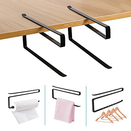 Küchenrollenhalter ohne Bohren 2 Stück, Stabiler Schwarz Küchenrollenhalter Schrank,Rollenhalter für Zewa Küchenrolle, Platzsparend und modern Papierrollenhalter