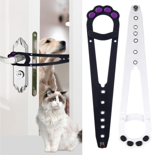 Katzentürriegel,2 Stück Verstellbare Katzentür Alternative,Türverriegelung Katze Stärkerer Flex-Türstopper Türschlösser für Haustiere,hält Hunde und Baby von Katzenklo und Futter Fern