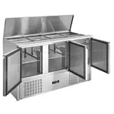 GastroHero Saladette Eco 1370 mit Kühlung, 368 Liter, 3 Edelstahl Türen, 3 Einlegeböden, GN-Behältereinlass, Geringer Energieverbrauch, Digitale Temperaturanzeige, Gastronomiebedarf