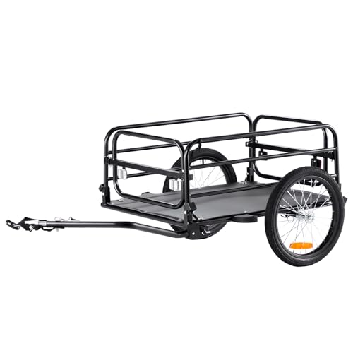 VEVOR Fahrradanhänger 72kg Tragkraft Transportanhänger faltbar und kompakt verstaubar Schnellverschluss mit Universalkupplung 40,6cm Räder sichere Reflektoren passend für 558,8-711,2mm große Fahrräder