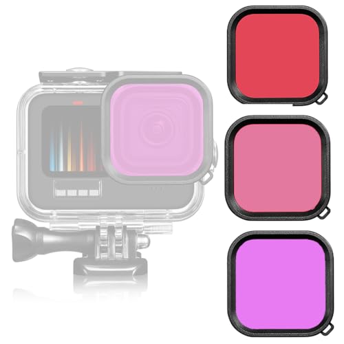 3pcs Schnorcheltauchen Unterwasser Rot/Pink/Lila Linsenfilter in Meerwasser & Süßwasser für wasserdichtes offizielles Gehäuse