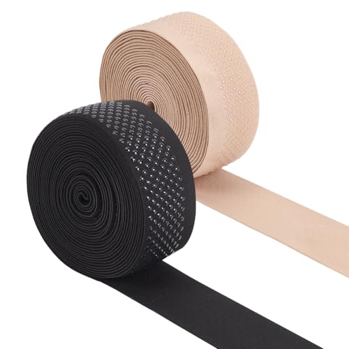 BENECREAT 4.4 Yards 2 Farben Anti-Rutsch-Silikon-Greifband, 51mm breites Polyester-Greifband, Punkt-Silikon-Greifband für Kleidungsstücke, Nähzubehör, 2mm dick