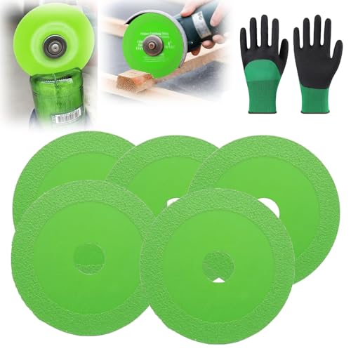 Qosigote Klyzor Glass Cutting Disc, Klyzor 5 Pack Glass Cutting Disc For Angle Grinder, Klyzor Glass Cutter, Discos Para Cortar Ceramica For Tile, Marble And Crystal (5PCS,80 * 16 * 1.2 mm)