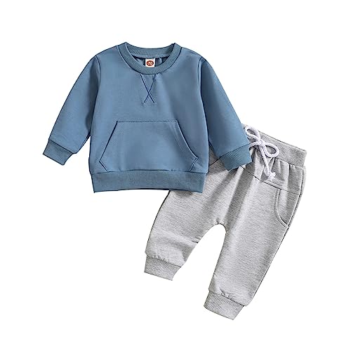 Generisch Kinder Anzug Set Junge Jungen Hoodie Trainingsanzug -Jungen Kleidungs Gesetztes Sweatshirt+Elastische Taille Hosen Lässiger Zweiteiler Babykleidung Set Kontrast Kleidungsset