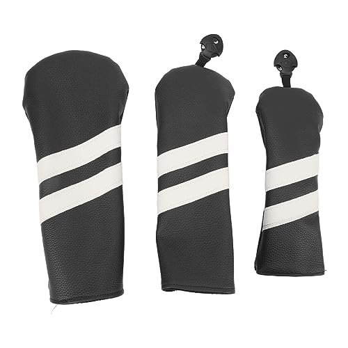 Club Headcover PU Club umfasst Wood Fairway Hybrid Rotatable Label 3 Size Club Protector Sports Outdoor (SCHWARZ)
