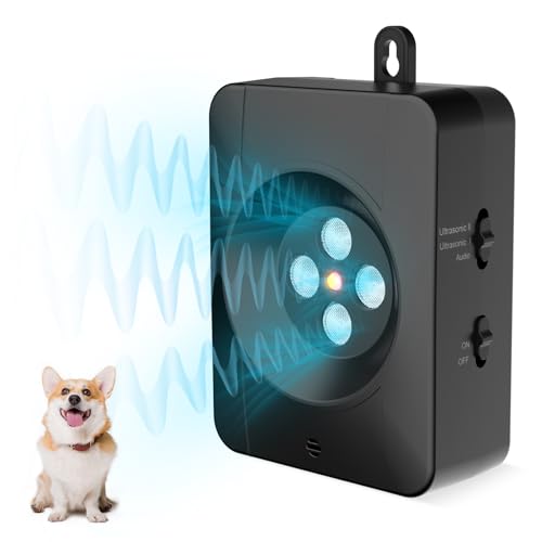 Antibell für Hunde, 3 Modi Antibell Ultraschall Gerät, 55 Fuß Stopp Hundebell Gerät, IPX4 wasserdichtes Anti-Bell-Mittel für Hunde das Training Großer Kleiner Hunde im Freien Innenbereich