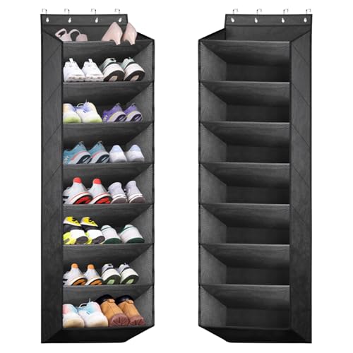 bssmmai Schuhregal Tür, Schuhregal Hängend, Schuh Organizer Hängend, Schuhaufbewahrung Tür mit 8 Tiefen Taschen Passt 20-Paar Schuh, (Schwarz)