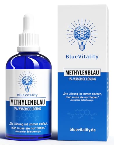 BlueVitality | 100ml Premium Methylenblau 1% Lösung | Pharmazeutische Qualität | 100% reinst USP | Unabhängig laborgeprüft & zertifiziert | Vegan | Inkl. Pipette | Qualität aus Deutschland
