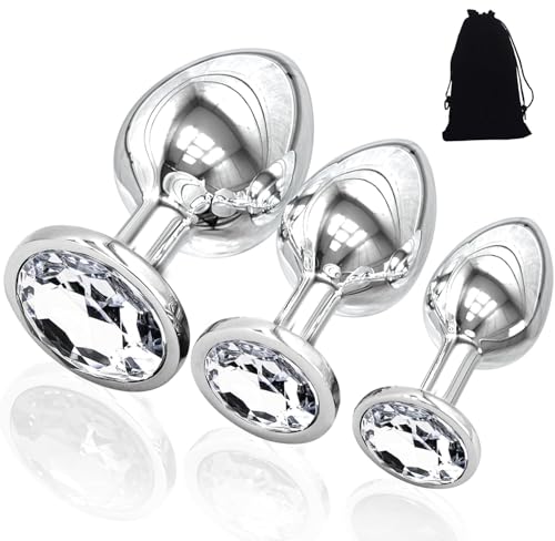 3 Stücke Analplug Set ,Metall Anal Plug ButtPlug Anal mit Kristall Diamant Sex Spielzeug für Die Frau Männer, Butt Plug Kit,Hygienisches Anal Toy,für Anfanger für Frauen Männer Paare