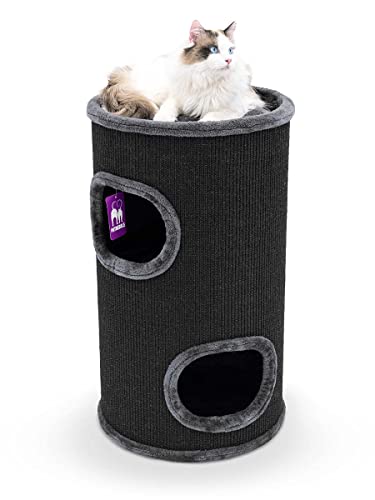 Petrebels Kratztonne Premium Qualität, Dome 80 cm hoch, Ø 45 cm, extra Breit und Schwer für Ultimative Stabilität, Farbe Schwarz
