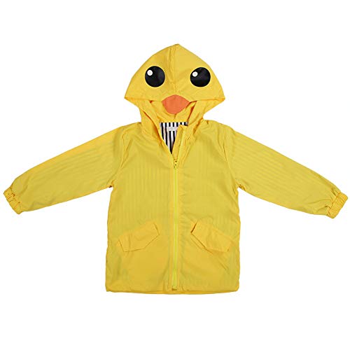 Zerodis Baby Enten Regenmantel Sommer Baby Mädchen Ente Wasserdichter Niedlicher Karikatur Hoodie Reißverschluss Leichter Regenbekleidung Mantel Outfit(100)