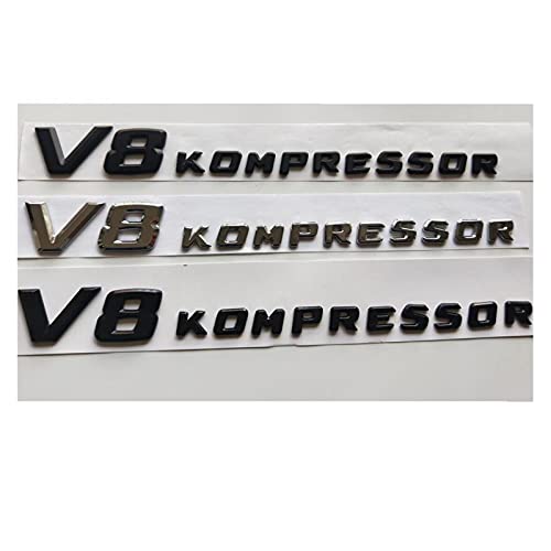 SCHAAN Chrom/Matt schwarz/glänzend schwarz V8 Kompressor. Buchstaben Abzeichen Emblem Embleme Aufkleber Aufkleber Fit for Mercedes Benz AMG V8KOMPressor. Autoaufkleber (Size : Chrome)