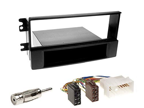 1 Din Radio Einbauset Blende Radioanschlusskabel Antennenadapter für Kia Sportage II (KM/JES) 2005-2008
