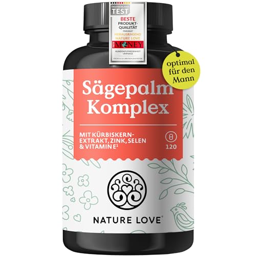 Sägepalm Komplex - 120 Kapseln - Sägepalmextrakt, Kürbiskernextrakt, Brennnesselextrakt, Zink, Selen & Vitamin E - Sägepalme (Saw Palmetto) mit 5% Phytosterolen - 2 Monatsvorrat - vegan