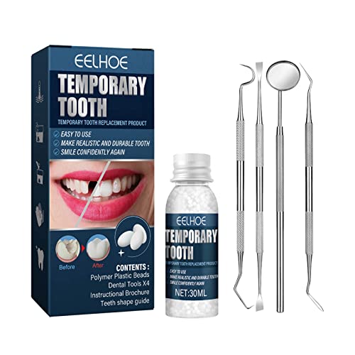 Zahnersatz Prothese Temporäre Zahnreparatur Kit Provisorischer Zahnersatz Zahnkleber Set Temporäres Zahnreparaturset Formbare Künstliche Zähne DIY temporäre Zahnreparaturperlen mit Werkzeug