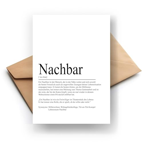 Nachbar Klappkarte Definition – Freundliche Grußkarte für den neuen Nachbarn – Willkommen im Wohnviertel