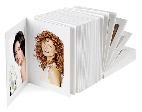 marthiesens 100 Stück Endlosleporello Leinen weiß für Bilder 13x18 cm nach Bedarf teilbar für Fotosammlungen, Geburtstage, Jubiläum