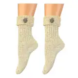 BF Souvenirs Damen und Herren Trachtensocken im modernen Landhaus-Stil mit Edelweiß-Pin – handgekettelte Naht – Qualitätssocken mit Leinen Anteil – Oktoberfest Volksfest Tracht Landhaus