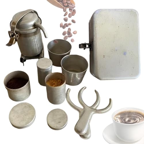 Generisch Extra Seltenes Camping Kaffeeset Für Sammler, Vintage Outdoor Kaffee Pour Über Kit, Tragbare Reise Kaffeemaschine Set Mit Tassen, Collectible Ornament Für Ausflüge Zeremonie Küche