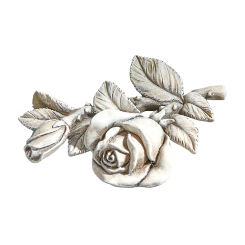 3 PAGEN® Grabschmuck Rose – Gedenkstein in Rosenform – stilvolle und Zeitlose Grab-Dekoration – Robustes Material ideal für den Einsatz im Außenbereich – Rosendesign - beige