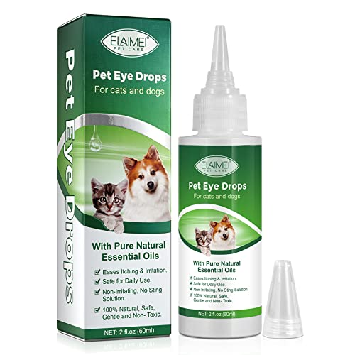 Onznoz Haustier Augentropfen 60Ml, Antibakterielle Augentropfen Für Haustiere, Augentropfen Für Hunde Und Katzen, Lindert Juckreiz Und Irritationen, Trockenheit, Schwellungen, Tränenflecken