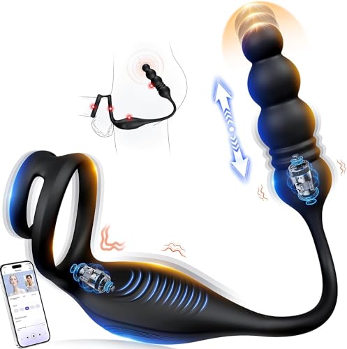 Anal Vibrator Prostata Stimulation Männer Analplug Sexspielzeug für die Männer Vibratorenset Anal plug Dildo mit Penisring Analvibratoren für Mann Buttplug mit 9 Vibration 9 Stoßmodi Sex Toys Tagnaff