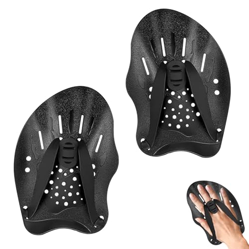 Pamtns 1 Paar Hand Paddles Schwimmen Unisex Erwachsene Schwimm Trainingsgerät Schwimmpaddel Handpaddel Trainingstool Einstellbar Schwimmpaddel Unterarm Schwimmhilfe Krafttrainingshilfe Schwimmzubehör