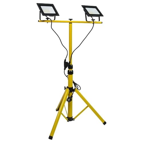 Latrans LED Baustrahler mit Stativ 100W Doppel 2x 50W Strahler 6500K Arbeitsleuchte Arbeitsscheinwerfer 5m Bauscheinwerfer Baustellenlampe innen außen höhenverstellbar.