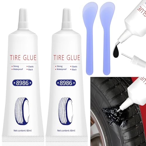 SPINNE LUCAS 120ml Reifenkleber, Gummikleber, Reifenreparaturset, Felgen Reparaturset, Autoreifen Reparaturset, Reifendichtmittel für Auto/Motorrad/Fahrrad, Repariert Schnell Reifenrisse, Löcher